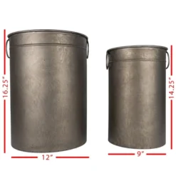 Set Of 2 Cylinder Baskets Bronze Metal - Foreside Home & Garden -Home Storage Store GUEST 001ae971 5c8e 423b b6aa 928fd39d518e