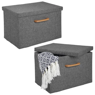 MDesign Soft Textured Fabric Home Storage Organizer Box, 2 Pack 8 MDesign Soft Textured Fabric Home Storage Organizer Box, 2 Pack - Image 8