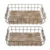 2pc Rectangle Rustic Wood And Metal Basket Set Brown - Stonebriar Collection