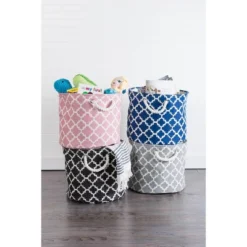 17.5" X 12" X 15" Large Polyester Rectangle Lattice Storage Bin Gray - Design Imports -Home Storage Store GUEST 048412d4 175b 4e01 93ce ec500401cc6b