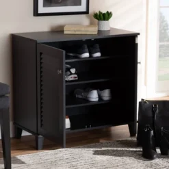 Shelf Wood Shoe Storage Cabinet Coolidge Finished Dark Gray - Baxton Studio -Home Storage Store GUEST 068562f1 77fc 4ead b7d9 014c6830a74b