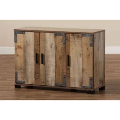 3 Door Cyrille Wood Shoe Cabinet Brown - Baxton Studio -Home Storage Store GUEST 084e9eda bfa7 4f44 a9f7 f12cc64a62b4