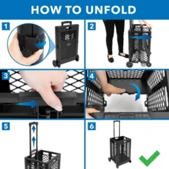 Mount-It! Heavy-Lifting Rolling Mesh Utility Cart | 55 Lbs. Weight Capacity | Black | Perfect For Use At Home, Office, Business, Travel & Shopping -Home Storage Store GUEST 08fb31e1 9605 463d 8c70 babe8d2bd2d3