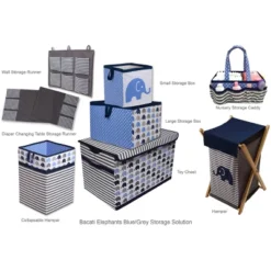 Bacati - Elephants Blue/Gray Storage Caddy -Home Storage Store GUEST 09ba2bbc 88a7 4840 a753 14cacf24d917