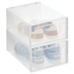 MDesign Plastic Stackable Closet Shoe Storage Box, Side Opening, Clear -Home Storage Store GUEST 09d5c7ad 5415 4a8a b6c3 cddd496460ea