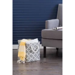 17.5" X 12" X 15" Large Polyester Rectangle Lattice Storage Bin Gray - Design Imports -Home Storage Store GUEST 0a009d95 bb82 4658 9b1a 275f4f0f3214