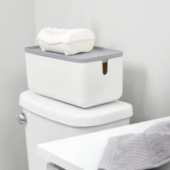 Cade Lidded Storage Bin White/Gray - IDESIGN -Home Storage Store GUEST 0ac705a4 f25b 4d4d 9303 37ac859f0e55