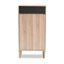 Fella Two-Tone Oak And Entryway Shoe Cabinet With Drawer Brown - Baxton Studio -Home Storage Store GUEST 0c094adf 01b0 46e1 aee5 a5b50605890e