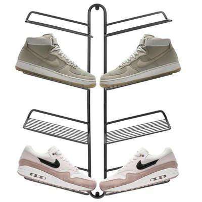 MDesign Metal Shoe Display & Storage Rack, 4 Tier, Wall Mount 11 MDesign Metal Shoe Display & Storage Rack, 4 Tier, Wall Mount - Image 11