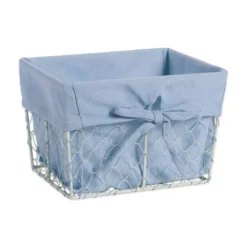 Design Imports Set Of 3 S Antique White Chicken Wire Washed Denim Liner Baskets -Home Storage Store GUEST 0dbcbd05 c3ea 4971 a42d 96fac90b8b46