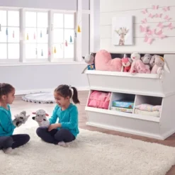 Badger Basket Two Bin Stackable Storage Cubby White/Gray Woodgrain -Home Storage Store GUEST 10f2f2bd 87f6 4199 a74c a8bf318d8ea7