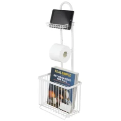 MDesign Metal Free Standing Toilet Paper Stand/Dispenser, Holds Tablet -Home Storage Store GUEST 112f91c9 827a 4669 811e 123fa839b4a3