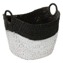 CosmoLiving By Cosmopolitan 19" X 22" X 17" Sea Grass Contemporary Storage Basket Black