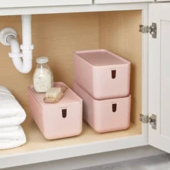 Cade Lidded Storage Bin Blush - IDESIGN -Home Storage Store GUEST 18366a86 9f1f 4611 939b aa5c2822b048