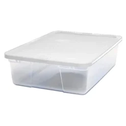 Homz 28 Quart Snaplock Clear Plastic Storage Tote Container Bin With Secure Lid And Handles For Home And Office Organization, 2 Pack