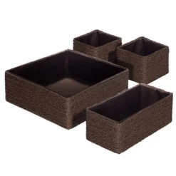 Sorbus Woven Paper Rope Baskets - 4 Piece Set -Home Storage Store GUEST 19002b1b fd19 453a a13b dd1ef01b4325