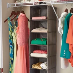 ClosetMaid 3145400 8 Shelf Cubby Wire Frame Hanging Closet Nonwoven Fabric Bedroom Bathroom Kitchen Garage Storage Organizer, Brown