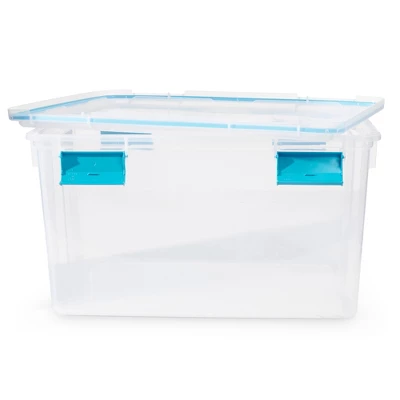 Sterilite 54 Quart Clear Plastic Stackable Storage Container Box Bin With Air Tight Gasket Seal Latching Lid Long Term Organizing Solution 3 Sterilite 54 Quart Clear Plastic Stackable Storage Container Box Bin With Air Tight Gasket Seal Latching Lid Long Term Organizing Solution - Image 3