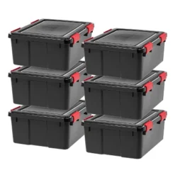 IRIS USA WeatherPro™ Bin Tote Organizing Container, Black/Red -Home Storage Store GUEST 1b3bc3a7 f162 4158 bed9 0a88f296cd57