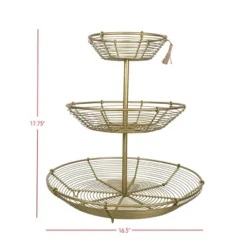 3-Tiered Basket Riser Brass Metal With Jute Tassel By Foreside Home & Garden -Home Storage Store GUEST 1b481238 7ca9 4d51 9296 465a5db7387b