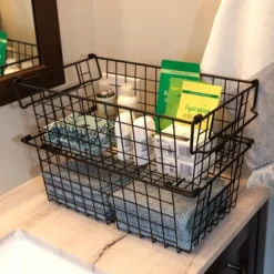 Set Of 2 Storage Bins - Basket Set For Toy, Kitchen, Closet, And Bathroom Storage - Medium Shelf Organizers With Handles By Home-Complete (Black) 15 Set Of 2 Storage Bins - Basket Set For Toy, Kitchen, Closet, And Bathroom Storage - Medium Shelf Organizers With Handles By Home-Complete (Black) -Home Storage Store GUEST 1eb9720c 0c99 4b66 acff 3ce25b003c74