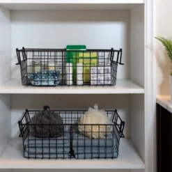 Set Of 2 Storage Bins - Basket Set For Toy, Kitchen, Closet, And Bathroom Storage - Medium Shelf Organizers With Handles By Home-Complete (Black) 14 Set Of 2 Storage Bins - Basket Set For Toy, Kitchen, Closet, And Bathroom Storage - Medium Shelf Organizers With Handles By Home-Complete (Black) -Home Storage Store GUEST 1f5839eb 75fc 4250 800e 29a30e65292a