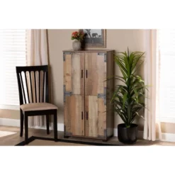 4 Door Cyrille Wood Shoe Cabinet Brown - Baxton Studio -Home Storage Store GUEST 20c29cb9 d15a 4b26 8801 8e990f1a1fc8