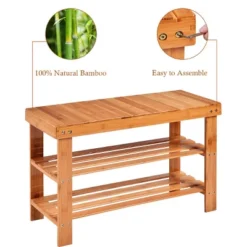 Costway 3 Tier Bamboo Shoe Rack Bench Storage Shelf Organizer Entryway Home Furni -Home Storage Store GUEST 2115d6b5 85f9 4e02 a4df 495e5ff58db5