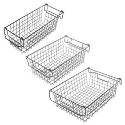 Set Of 3 Storage Bins - Basket Set For Toy, Kitchen, Closet, And Bathroom Storage - Small, Medium, And Large Shelf Organizers By Home-Complete (Black) -Home Storage Store GUEST 217d421b 7fdd 406a 8f3e 0415995e9848