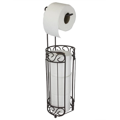 Home Basics Scroll Collection Freestanding Dispensing Toilet Paper Holder, Bronze 1 Home Basics Scroll Collection Freestanding Dispensing Toilet Paper Holder, Bronze