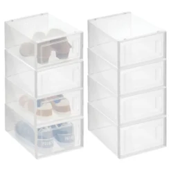 MDesign Plastic Stackable Closet Shoe Storage Box, Side Opening, Clear -Home Storage Store GUEST 225a7332 490d 4411 92b0 30eeae578f38