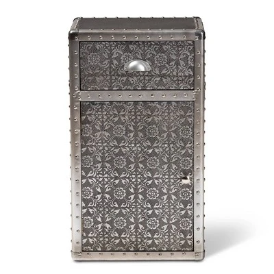 Cosette Metal Floral Accent Cabinet Silver - Baxton Studio 7 Cosette Metal Floral Accent Cabinet Silver - Baxton Studio - Image 7