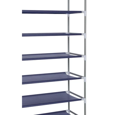 Home Basics 8 Tier Portable Polyester Shoe Closet, Navy 2 Home Basics 8 Tier Portable Polyester Shoe Closet, Navy - Image 2