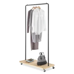 Whitmor Slat Wood Garment Rack Black