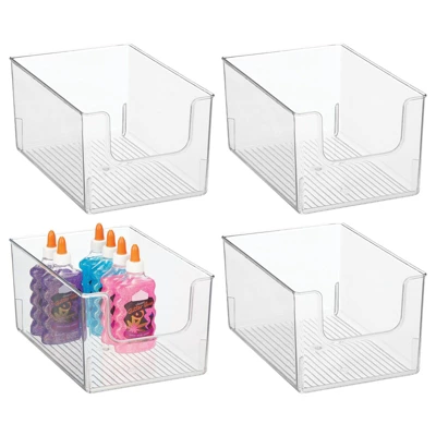MDesign Open Front Plastic Storage Bin For Cube Furniture, 12" W, 4 Pack - Clear 11 MDesign Open Front Plastic Storage Bin For Cube Furniture, 12" W, 4 Pack - Clear - Image 11