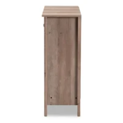 Derek Finished Wood 3 Door Shoe Cabinet Oak - Baxton Studio -Home Storage Store GUEST 281aa127 bfe8 44bb a0e9 f3abecea0a52