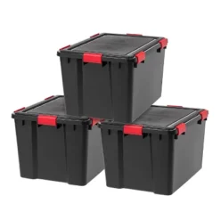 IRIS USA WeatherPro™ Bin Tote Organizing Container, Black/Red -Home Storage Store GUEST 286827d5 df4b 48bd bb42 43fb7c84cc4d