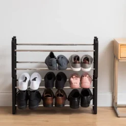 IRIS 2 Tier Slim Extendable And Stackable Metal Shoe Rack Black -Home Storage Store GUEST 29766b7e c1f2 455a b027 f5cf5f4755b8