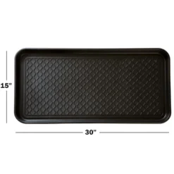 Large All-Weather Indoor/Outdoor Boot Tray - Weather-Resistant Plastic Shoe Mat With Raised Edge For Entryways, Decks, And Patios By Stalwart (Black)