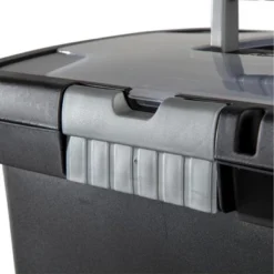 Sterilite Portable Lockable File Box W/ Extra Compartment, Built-In Handle & Titanium Gray Latches, Black Base & Clear Lid (4 Pack) -Home Storage Store GUEST 2dd38659 637a 4eb3 b0ed 75947865045b