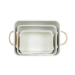 Set Of 3 Baskets White Metal & Reed By Foreside Home & Garden -Home Storage Store GUEST 2ee4b939 a8c6 466d 91eb 10fbb5b0f8a8