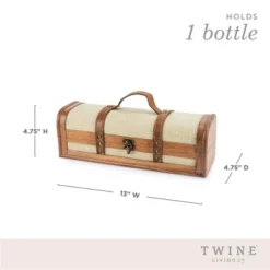 Twine Vintage Trunk Wine Bottle Gift Box, Wood Wine Box With Lid And Handle, Holds 1 Bottle, Wood, Faux Leather, Brass, Cloth 7 Twine Vintage Trunk Wine Bottle Gift Box, Wood Wine Box With Lid And Handle, Holds 1 Bottle, Wood, Faux Leather, Brass, Cloth -Home Storage Store GUEST 2f013490 2e9a 47d4 833b 66520b89a796