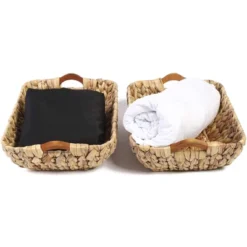 Juvale 2 Pack Natural Brown Hyacinth Storage Baskets With Wooden Handles For Shelves, Decorative Bathroom Organization, 14.5 X 10.5 X 4 In -Home Storage Store GUEST 31cb9120 86ad 45e7 b2e9 3fa66cda251a