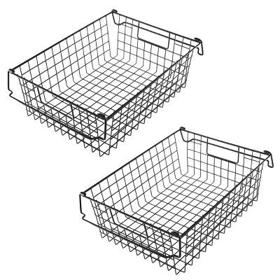 Set Of 2 Storage Bins - Basket Set For Toy, Kitchen, Closet, And Bathroom Storage - Large Shelf Organizers With Handles By Home-Complete (Black) 7 Set Of 2 Storage Bins - Basket Set For Toy, Kitchen, Closet, And Bathroom Storage - Large Shelf Organizers With Handles By Home-Complete (Black) - Image 7