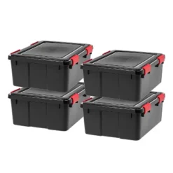 IRIS USA WeatherPro™ Bin Tote Organizing Container, Black/Red -Home Storage Store GUEST 33907c25 df87 4f7b 819f e6f0c9dc5161