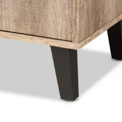 2 Door Wales Oak Wood Shoe Cabinet With Open Shelves Brown/Black - Baxton Studio -Home Storage Store GUEST 35acfd6e 88c9 4698 891b 579dcc573d4c