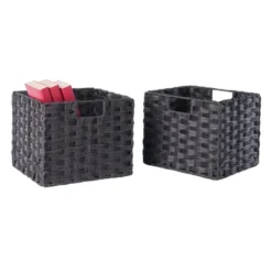 2pc Melanie Woven Fiber 2 Small Basket Set Chocolate - Winsome -Home Storage Store GUEST 39800034 6a36 4abe bd9c 92d1976c1aea
