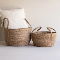 Set Of 2 Natural Woven Natural Seagrass Basket - Foreside Home & Garden -Home Storage Store GUEST 3a65cde7 c8f4 404a aa92 c5e8644f031d