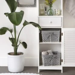 Design Imports Set Of 2 M Antique White Chicken Wire Gingham Check Liner Baskets Black/White -Home Storage Store GUEST 3bb48390 c608 4567 8554 afe82daa1571