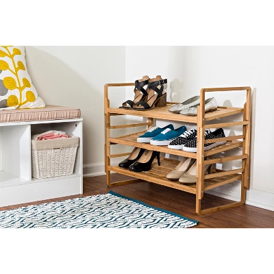 Honey-Can-Do 3 Tier Nest Bamboo Shoe Rack 4 Honey-Can-Do 3 Tier Nest Bamboo Shoe Rack - Image 4